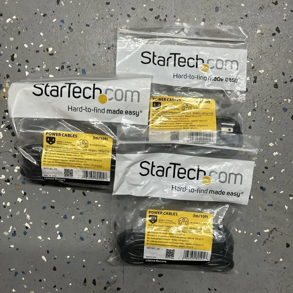 (Lot of 3) StarTech.com 10 ft Standard Computer Power Cord NEMA 5-15P to C13
